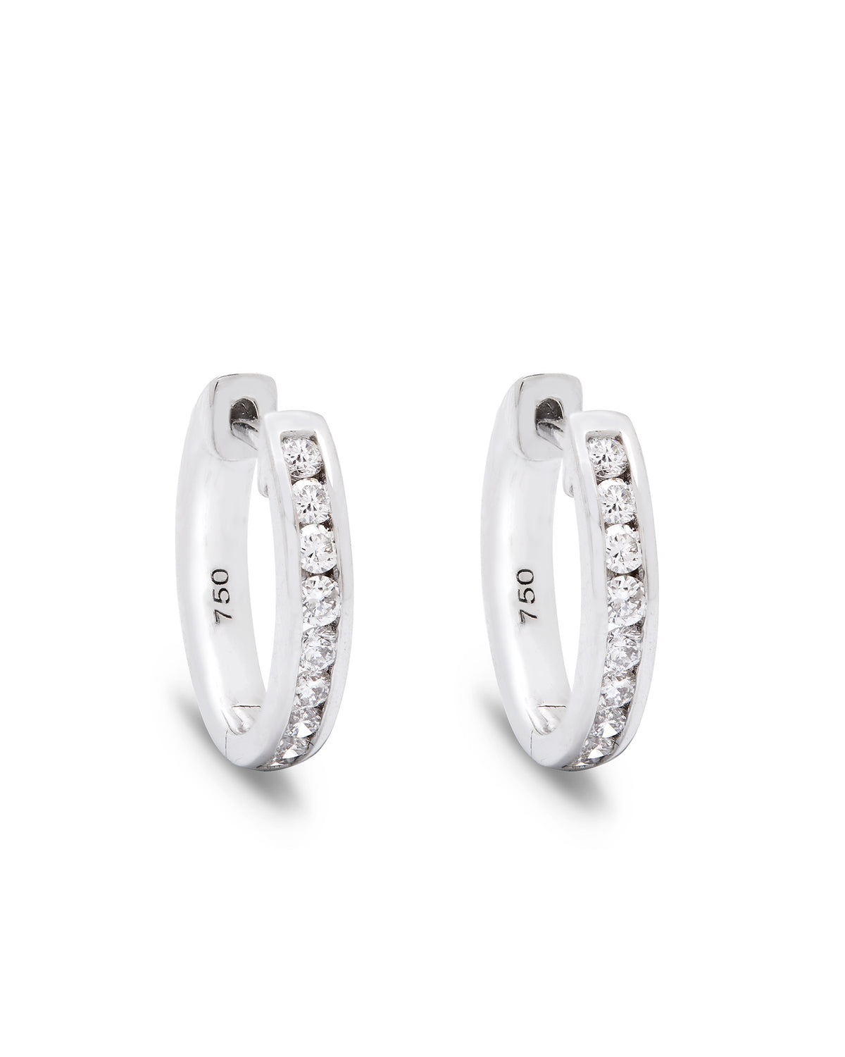 Aura 18ct White Gold Channel Set Diamond 0.32ct Hoop Earrings