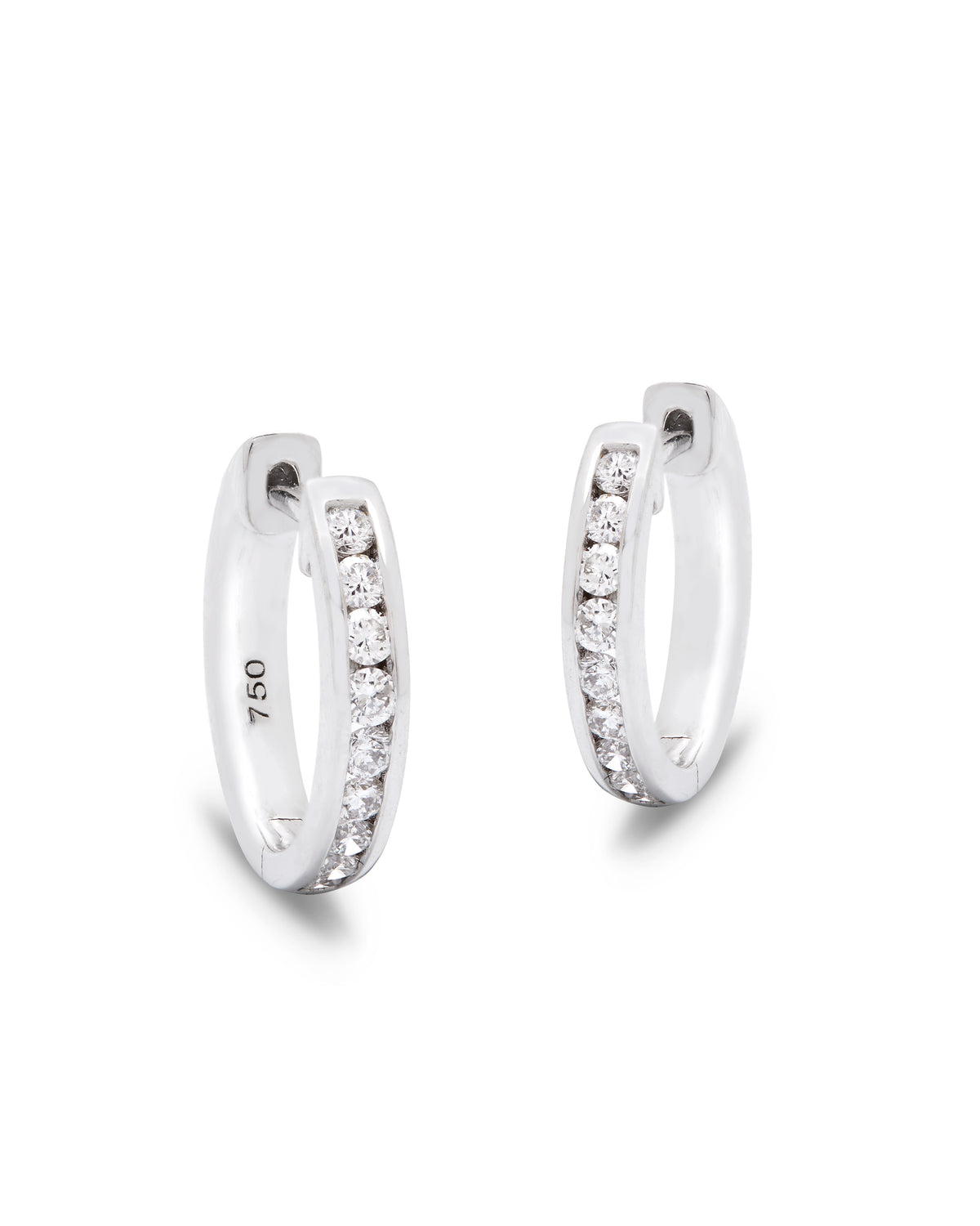 Aura 18ct White Gold Channel Set Diamond Hoop Earrings 0.32ct