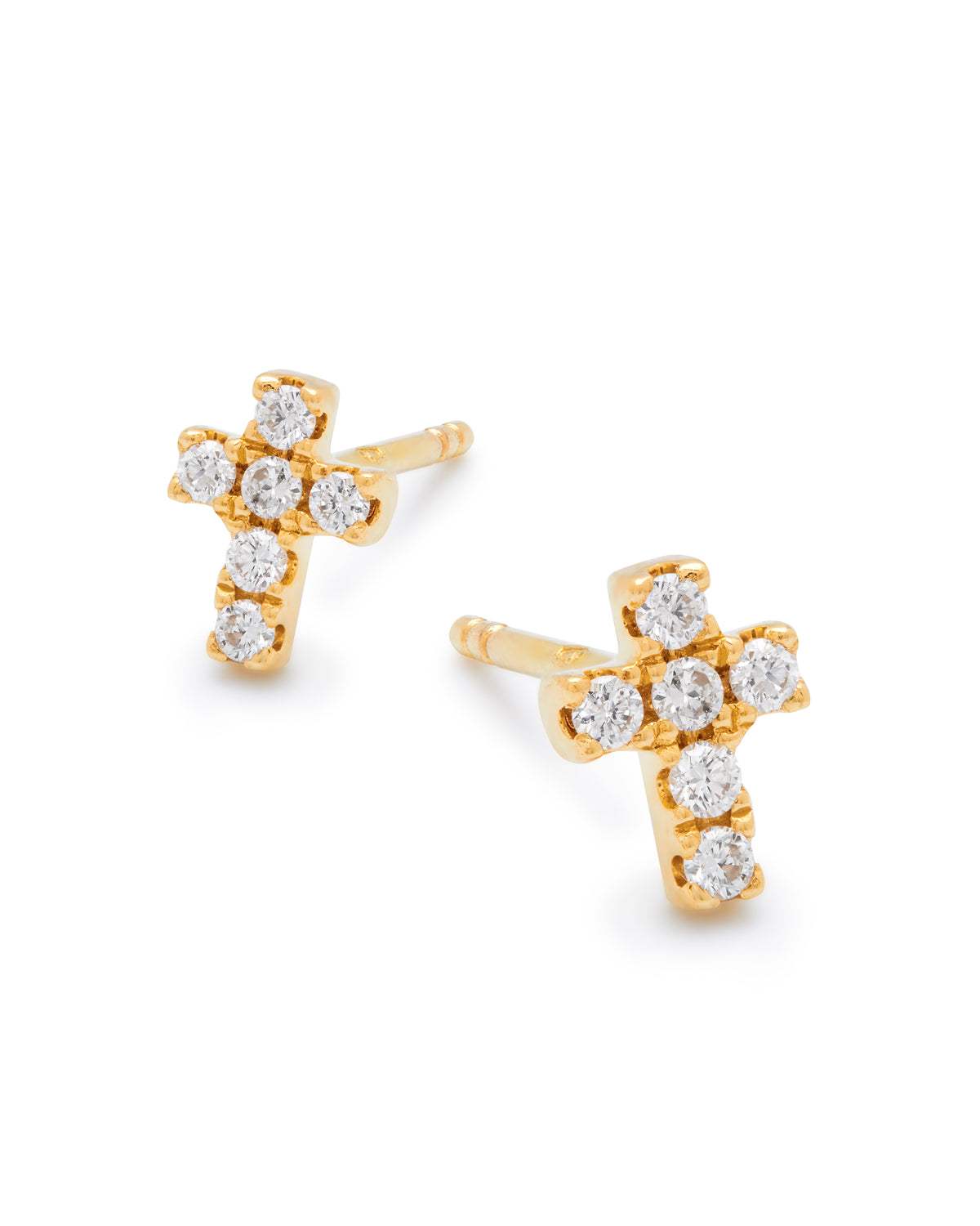 Aura 18ct Yellow Gold Diamond Cross Earrings 0.14ct